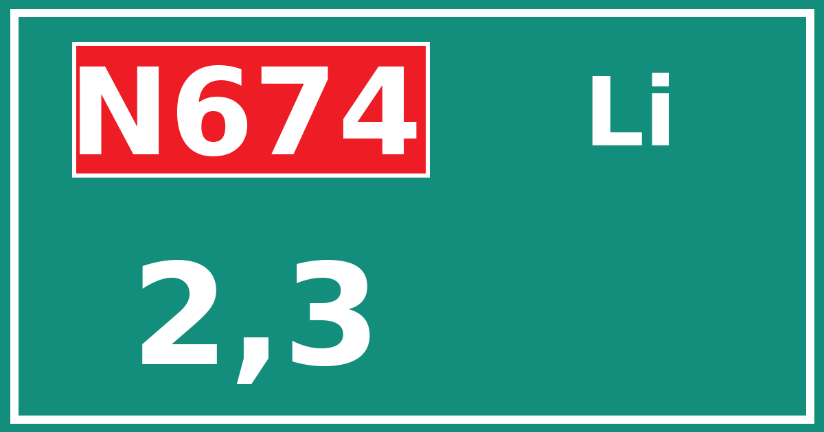 Hectometerbord N674 2,3 zijde Li
