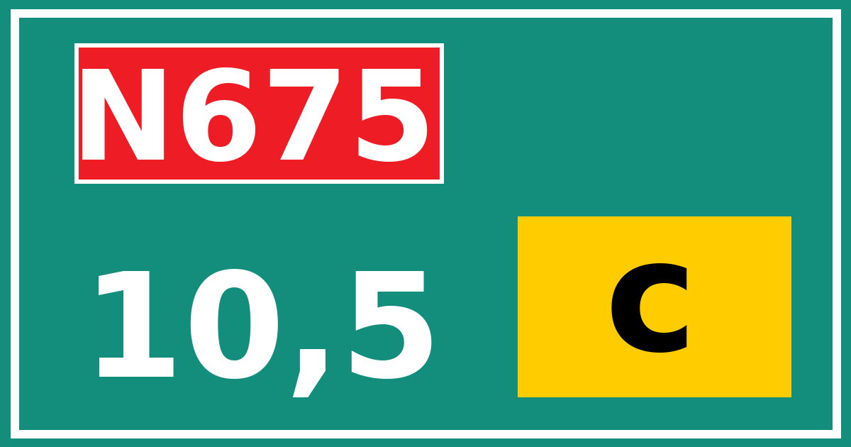 Hectometerbord N675 10,5 letter c