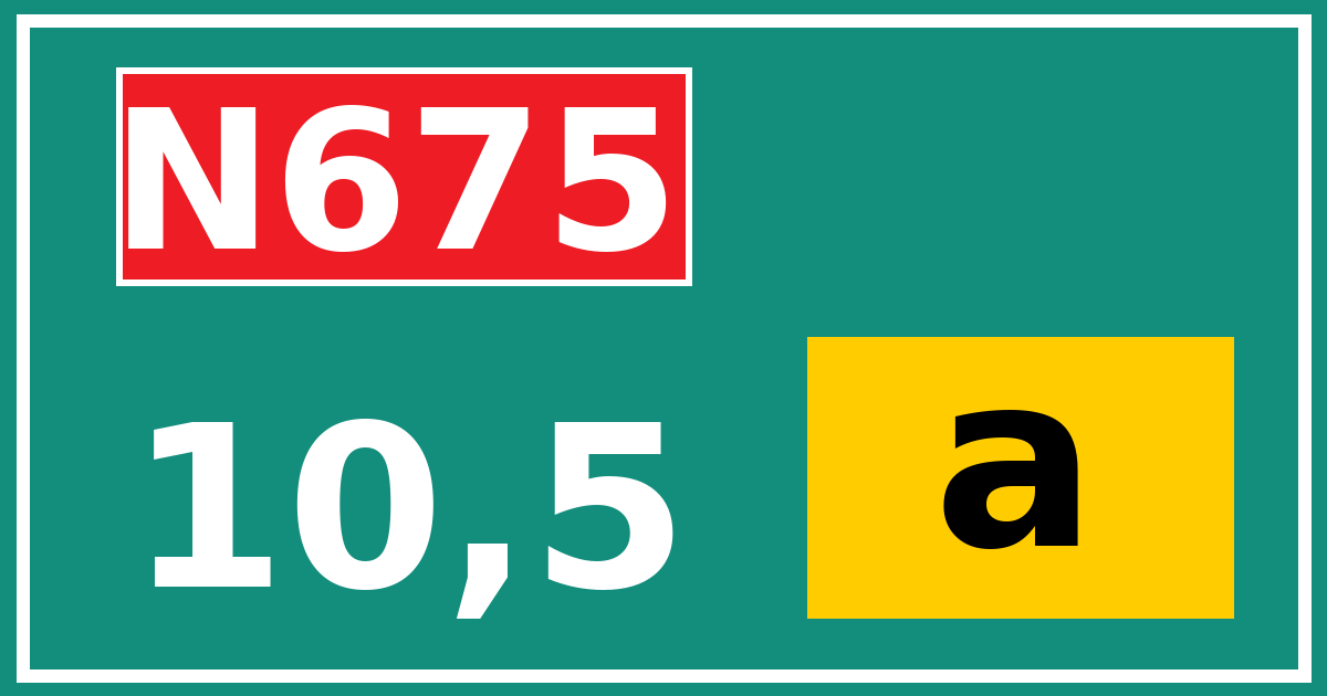 Hectometerbord N675 10,5 letter a