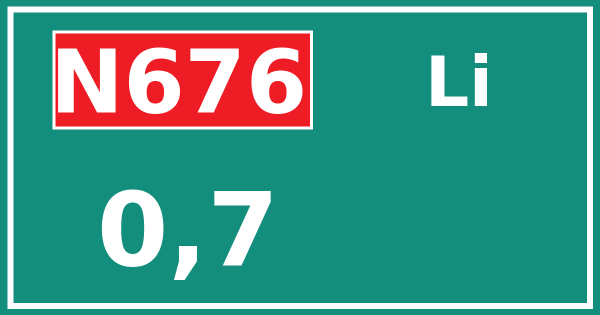 Hectometerbord N676 0,7 zijde Li