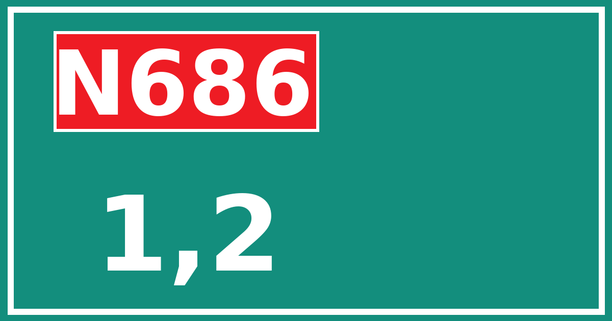 Hectometerbord N686 1,2