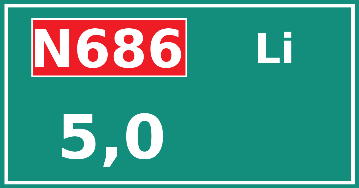 Hectometerbord N686 5,0 zijde Li