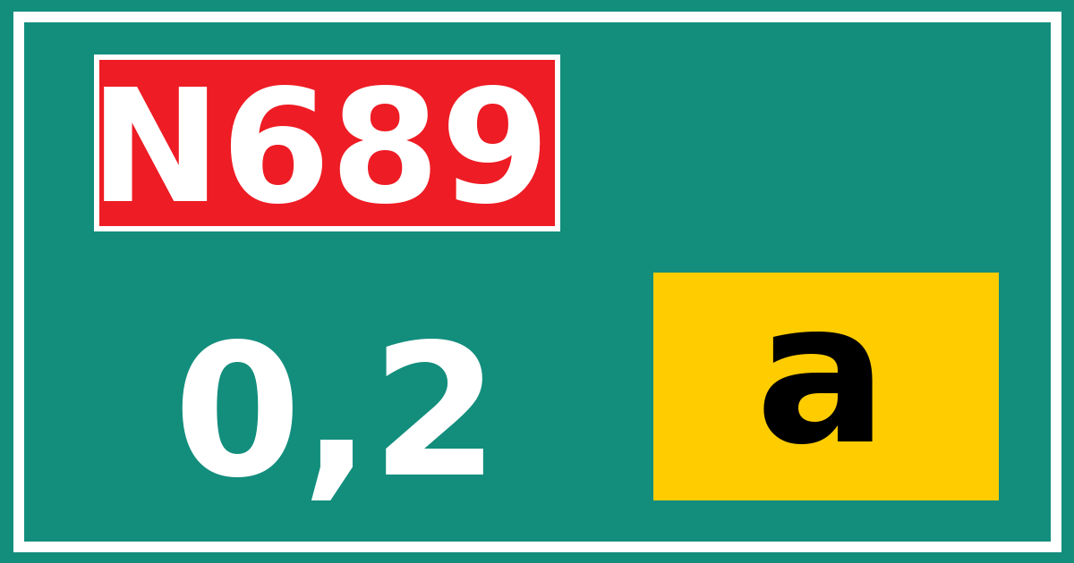 Hectometerbord N689 0,2 letter a
