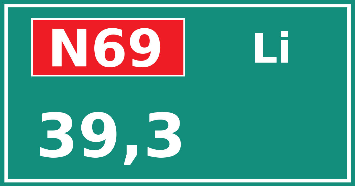 Hectometerbord N69 39,3 zijde Li