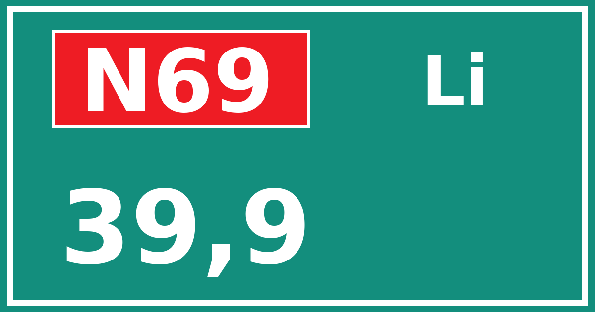 Hectometerbord N69 39,9 zijde Li