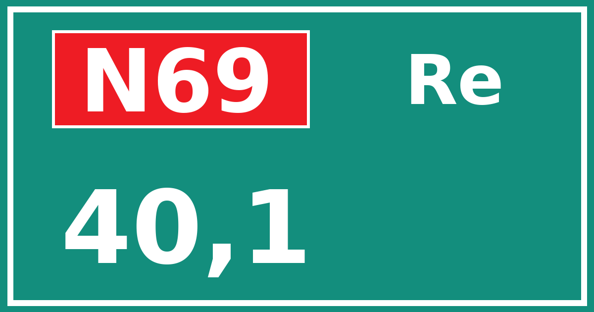 Hectometerbord N69 40,1 zijde Re