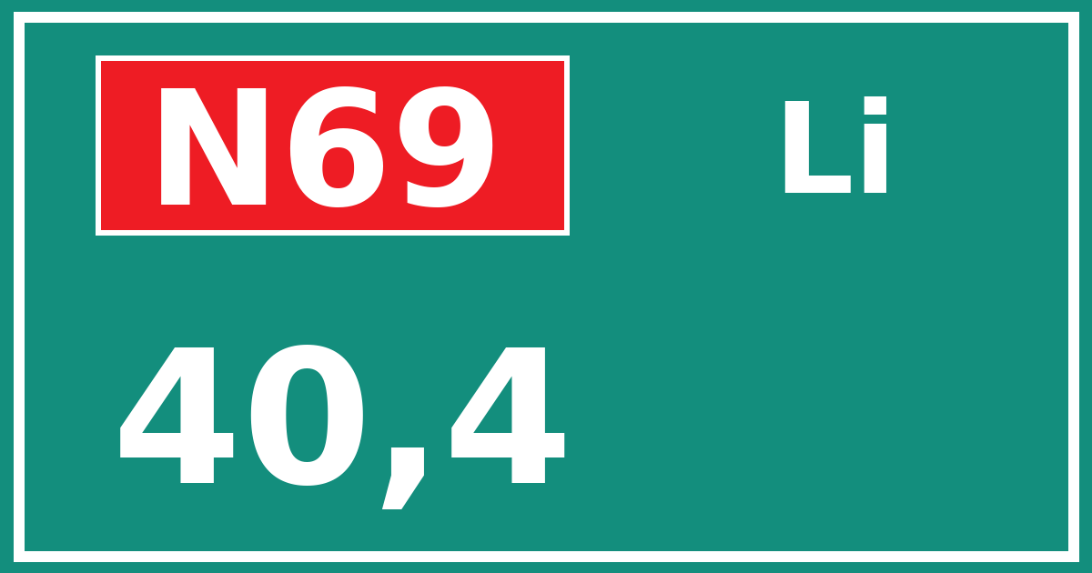 Hectometerbord N69 40,4 zijde Li