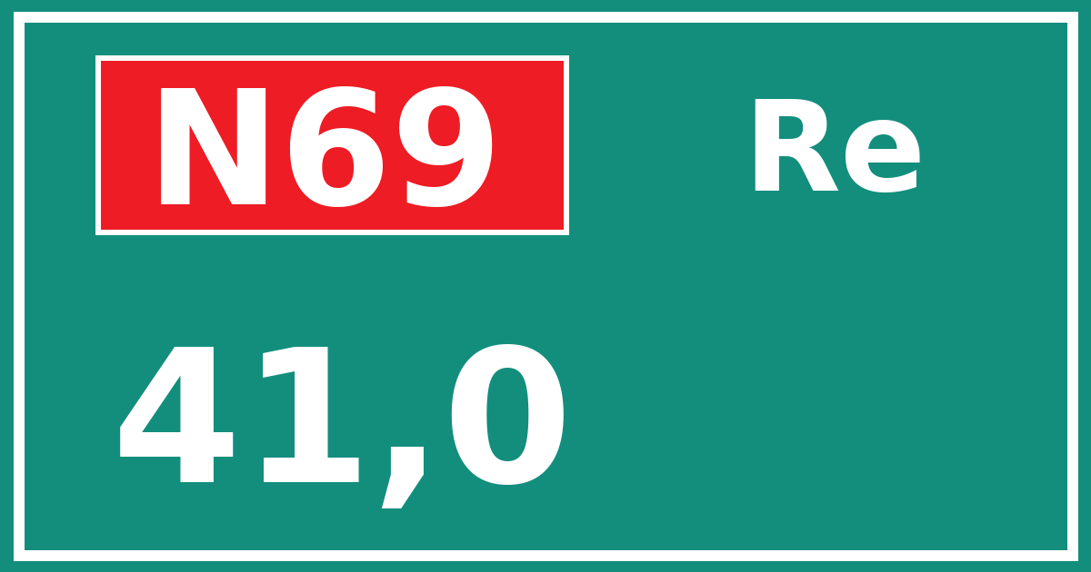 Hectometerbord N69 41,0 zijde Re