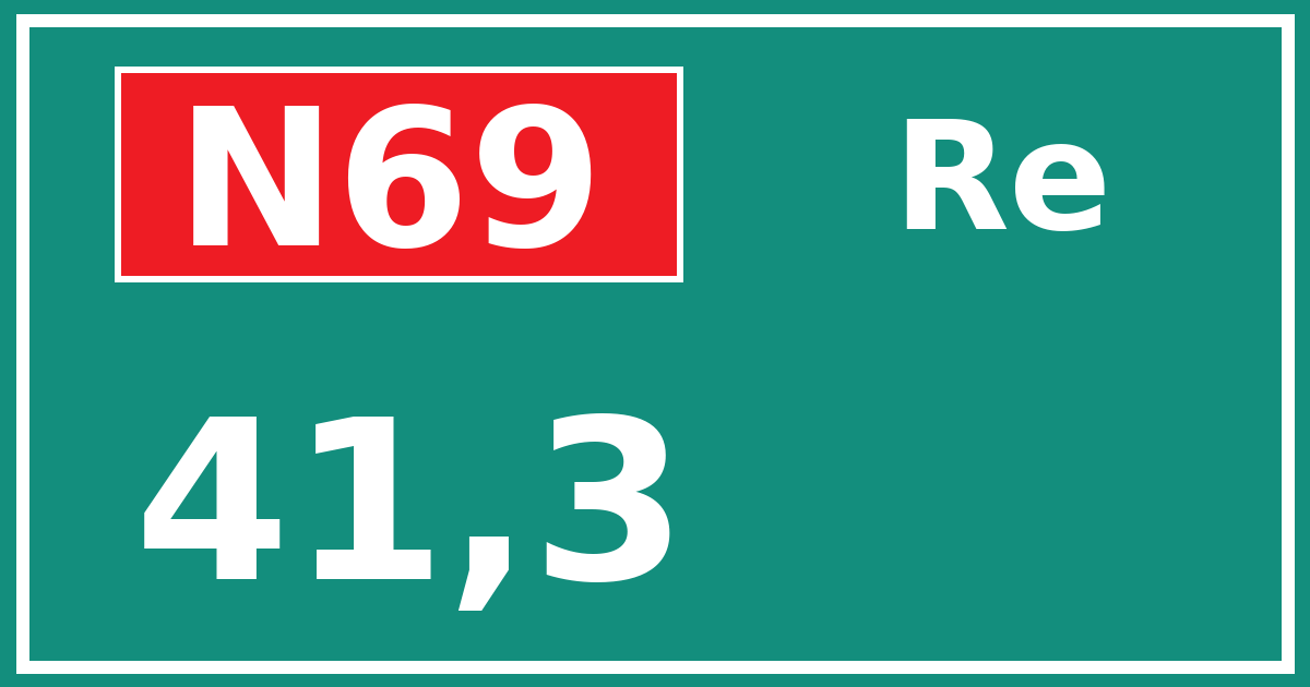 Hectometerbord N69 41,3 zijde Re