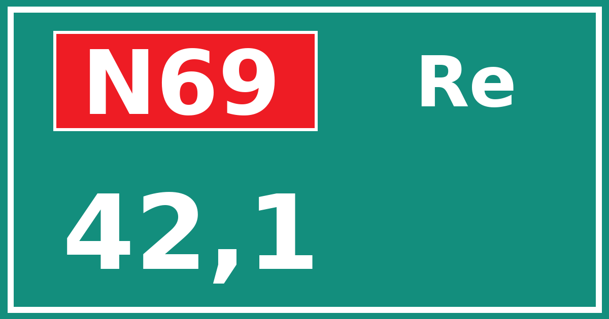 Hectometerbord N69 42,1 zijde Re