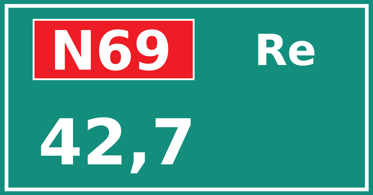 Hectometerbord N69 42,7 zijde Re