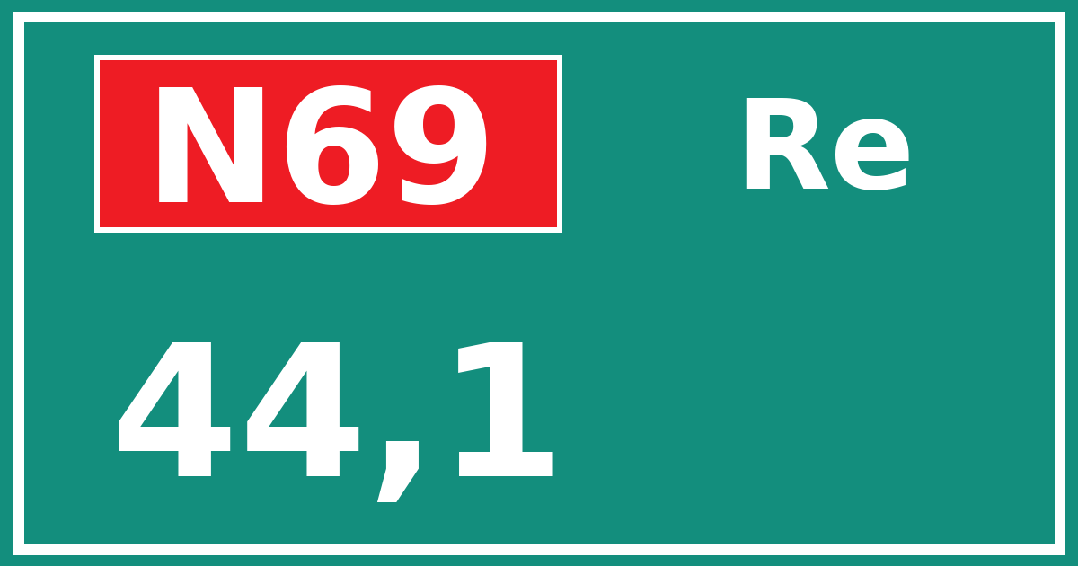 Hectometerbord N69 44,1 zijde Re