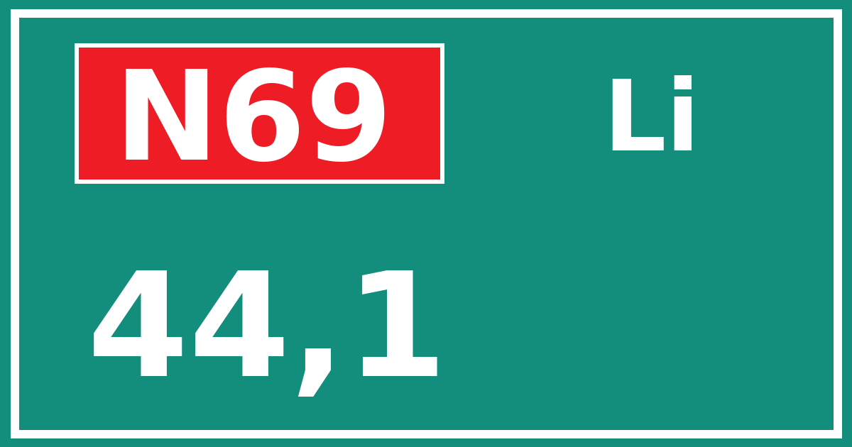 Hectometerbord N69 44,1 zijde Li