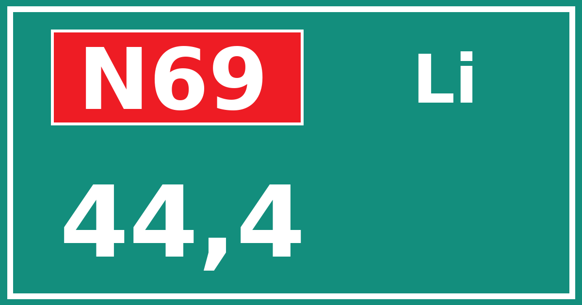Hectometerbord N69 44,4 zijde Li