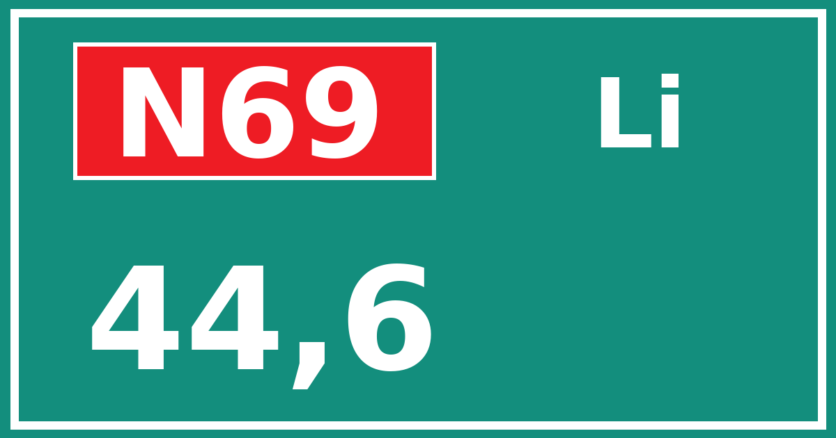 Hectometerbord N69 44,6 zijde Li