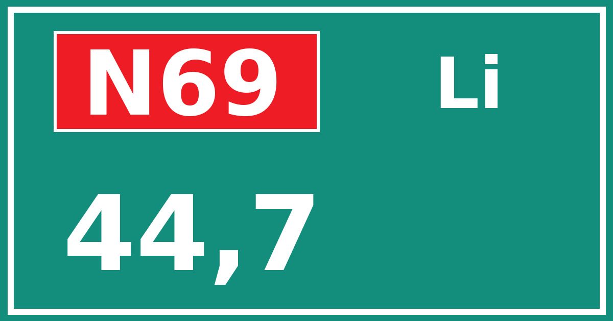 Hectometerbord N69 44,7 zijde Li