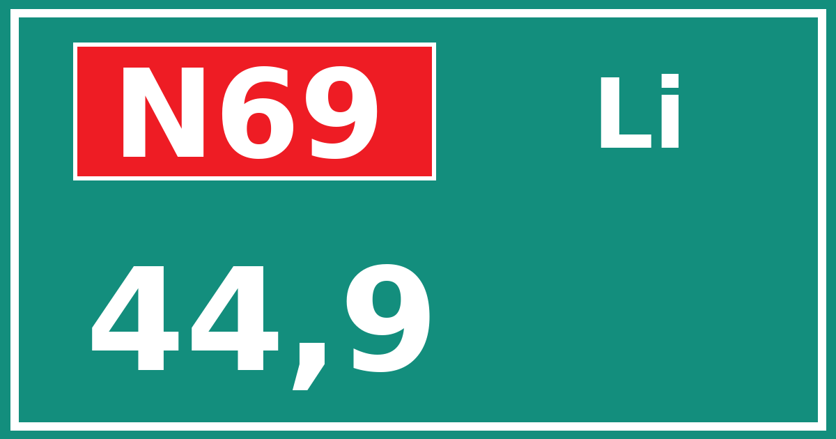 Hectometerbord N69 44,9 zijde Li