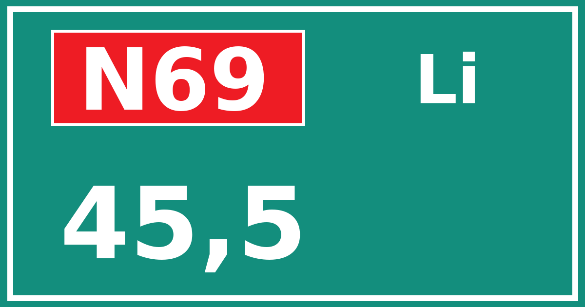 Hectometerbord N69 45,5 zijde Li