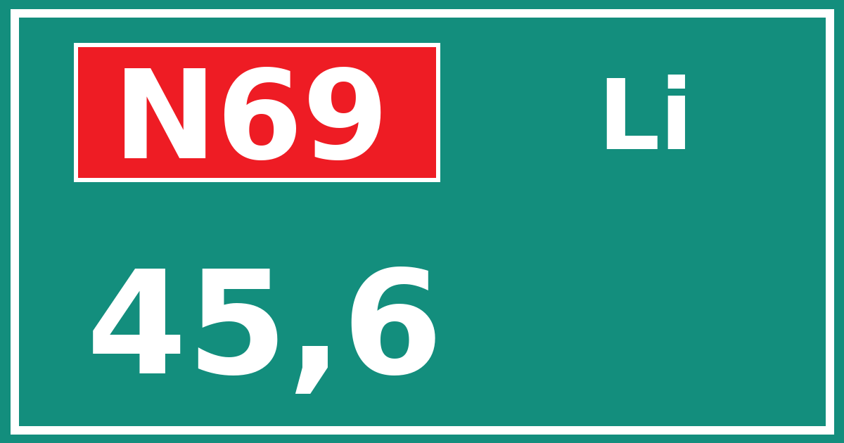 Hectometerbord N69 45,6 zijde Li