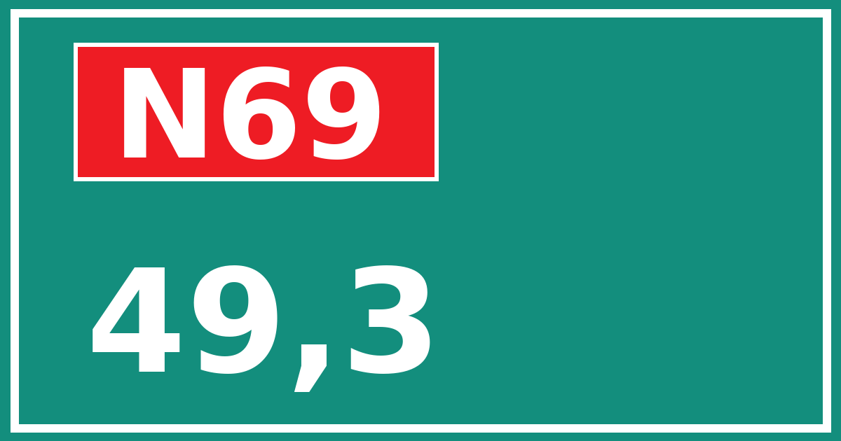Hectometerbord N69 49,3