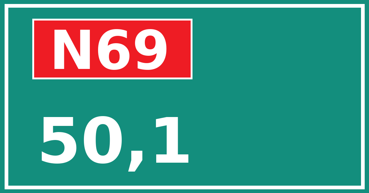 Hectometerbord N69 50,1