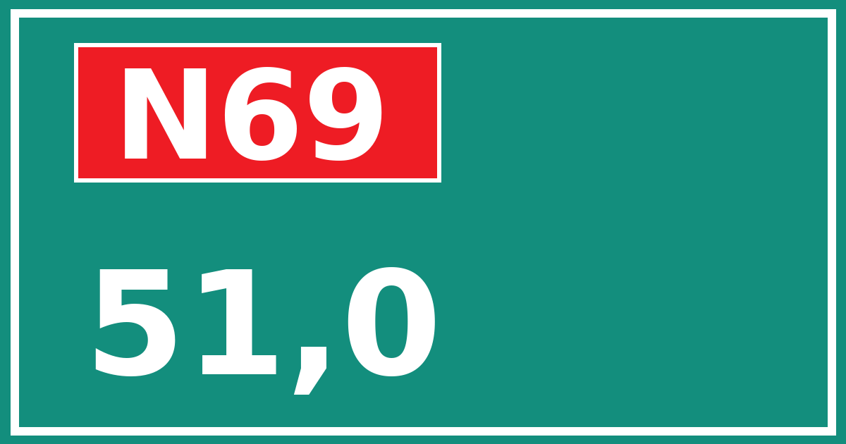 Hectometerbord N69 51,0
