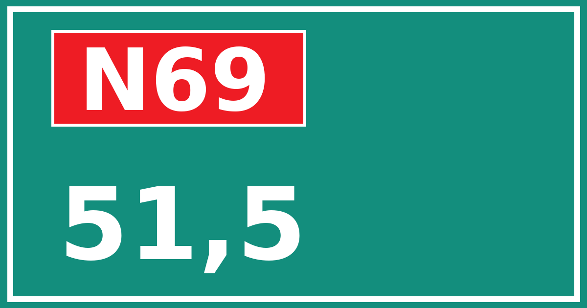 Hectometerbord N69 51,5