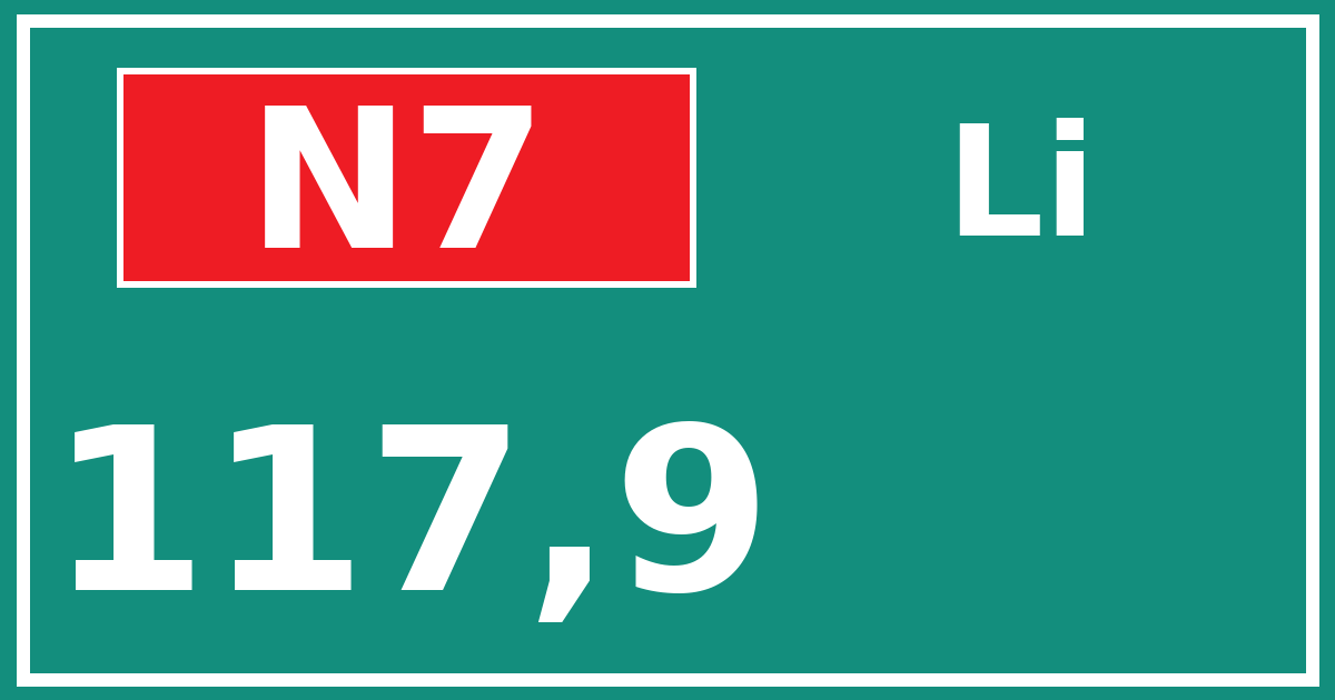 Hectometerbord N7 117,9 zijde Li