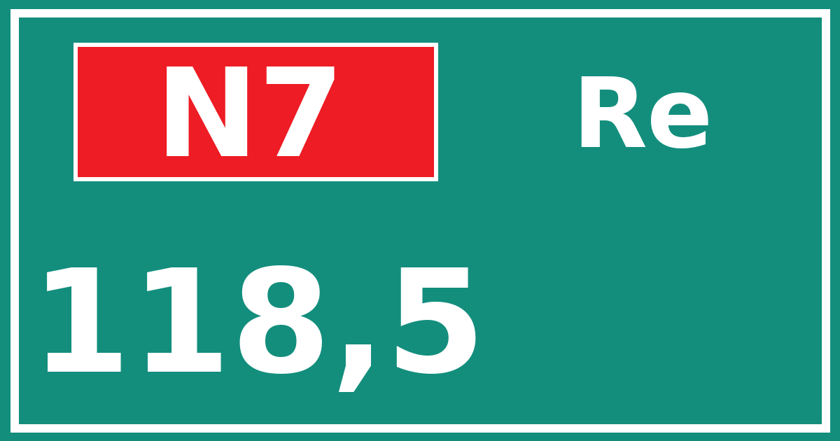 Hectometerbord N7 118,5 zijde Re