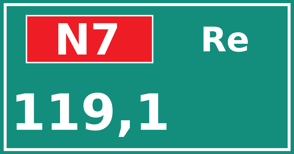 Hectometerbord N7 119,1 zijde Re
