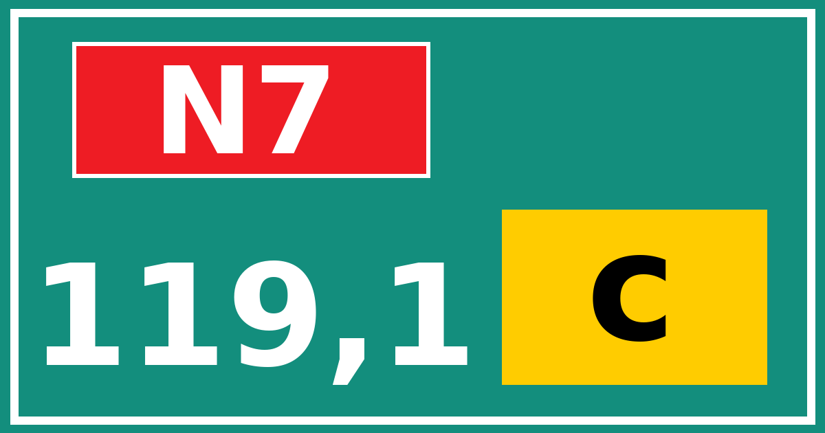 Hectometerbord N7 119,1 letter c