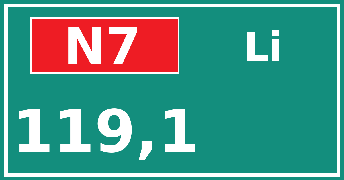 Hectometerbord N7 119,1 zijde Li
