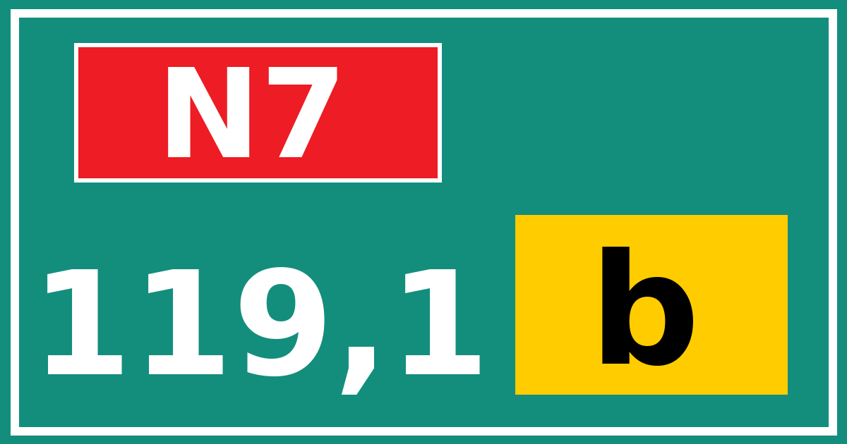 Hectometerbord N7 119,1 letter b