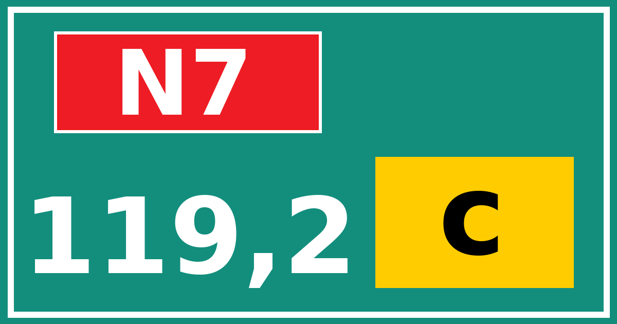 Hectometerbord N7 119,2 letter c