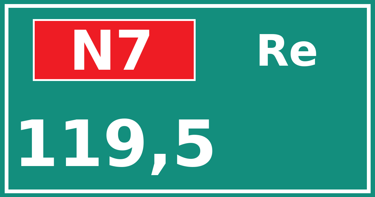 Hectometerbord N7 119,5 zijde Re