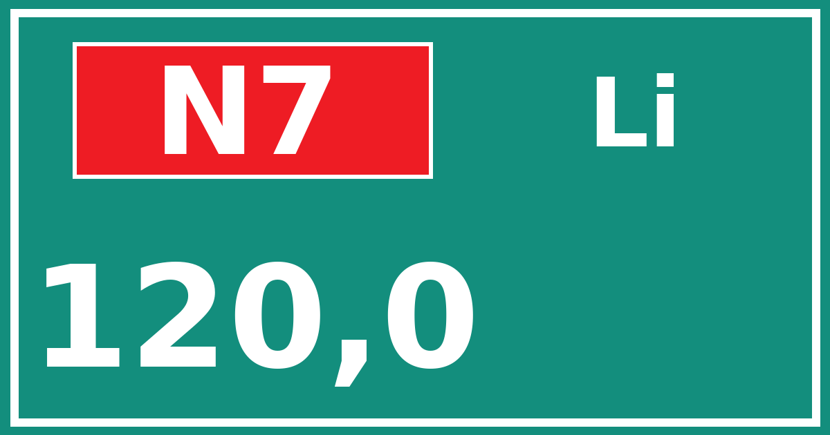 Hectometerbord N7 120,0 zijde Li