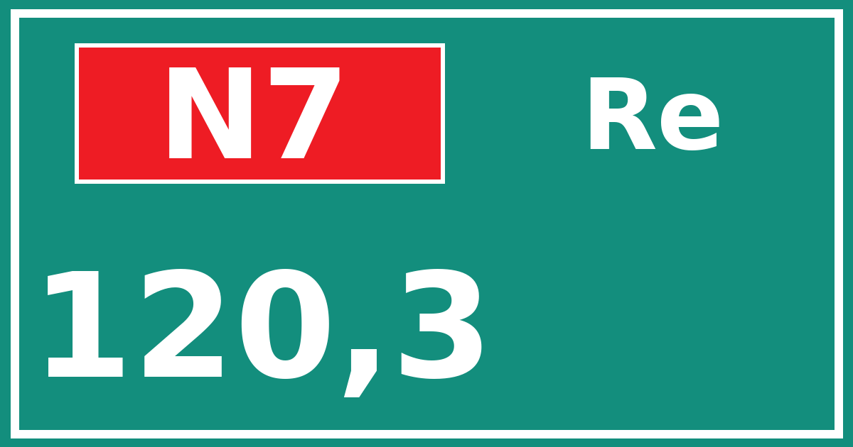 Hectometerbord N7 120,3 zijde Re