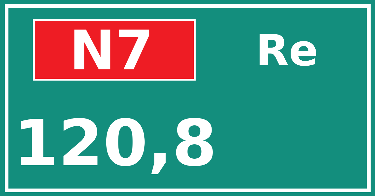 Hectometerbord N7 120,8 zijde Re