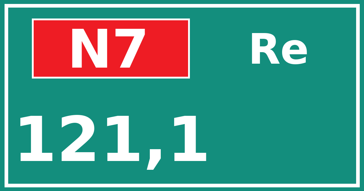 Hectometerbord N7 121,1 zijde Re