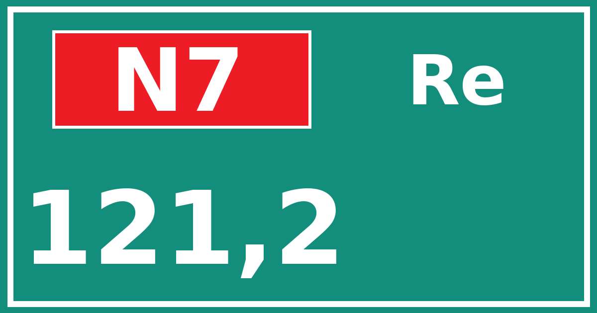 Hectometerbord N7 121,2 zijde Re
