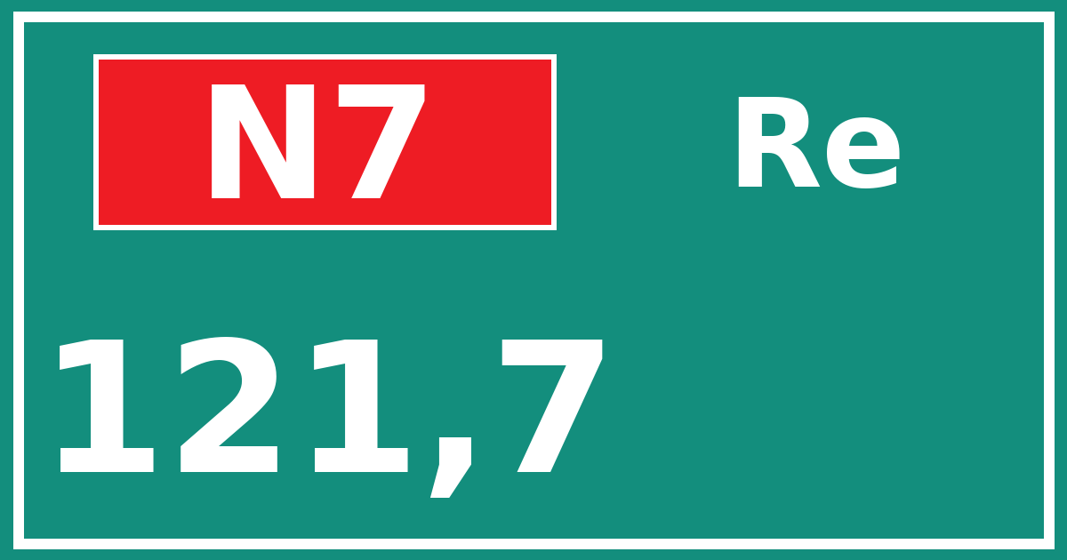 Hectometerbord N7 121,7 zijde Re