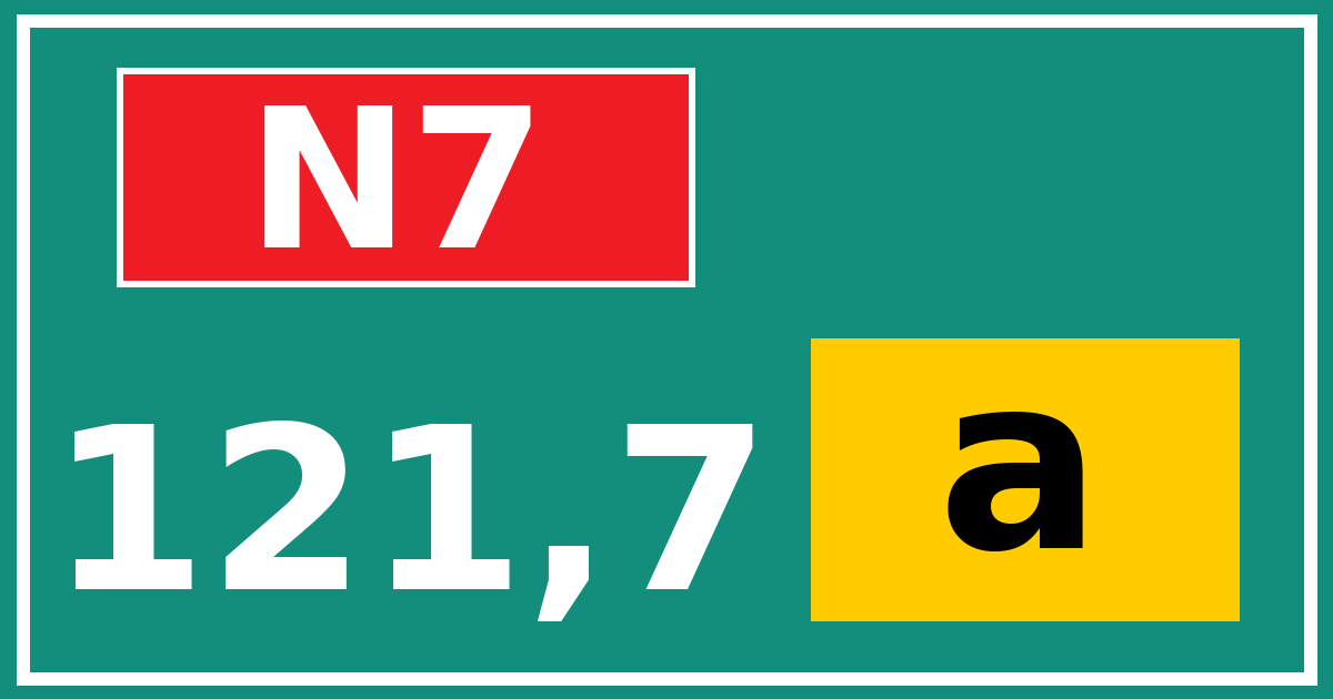 Hectometerbord N7 121,7 letter a