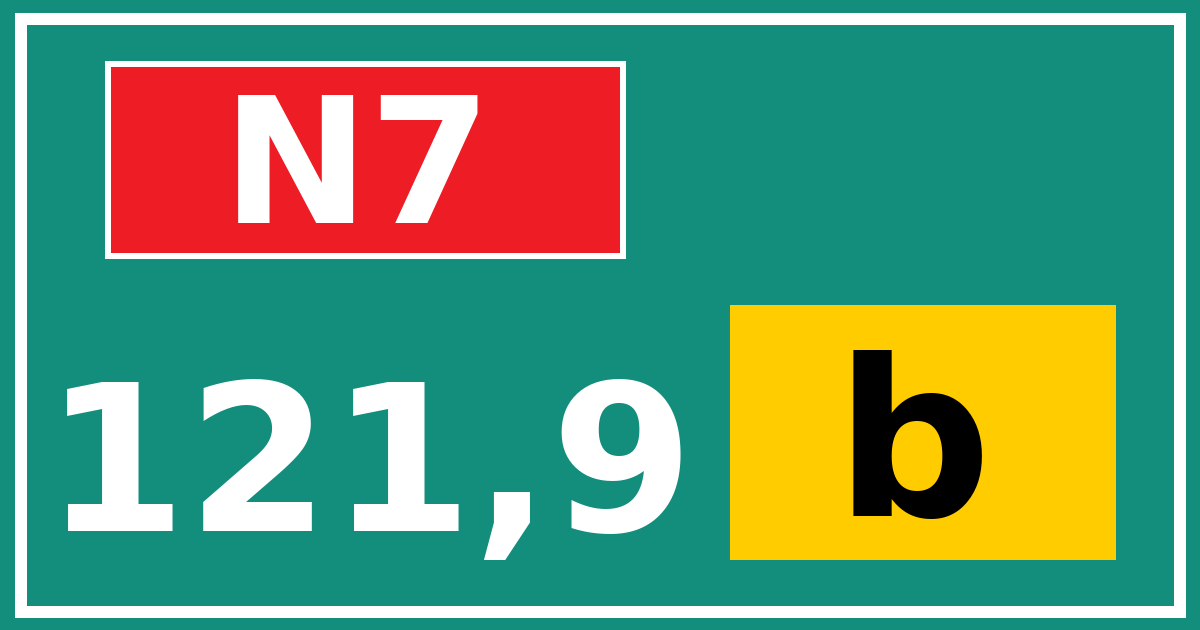 Hectometerbord N7 121,9 letter b