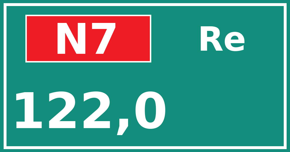 Hectometerbord N7 122,0 zijde Re
