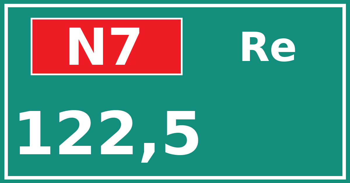 Hectometerbord N7 122,5 zijde Re