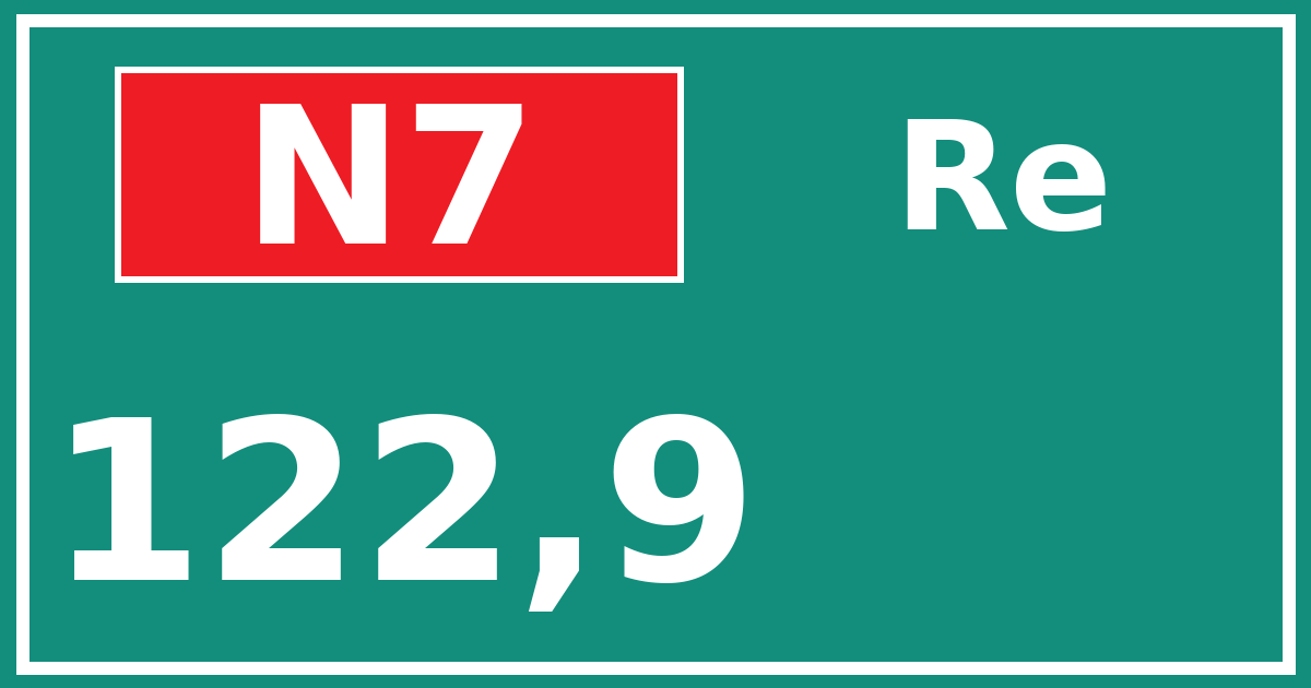 Hectometerbord N7 122,9 zijde Re