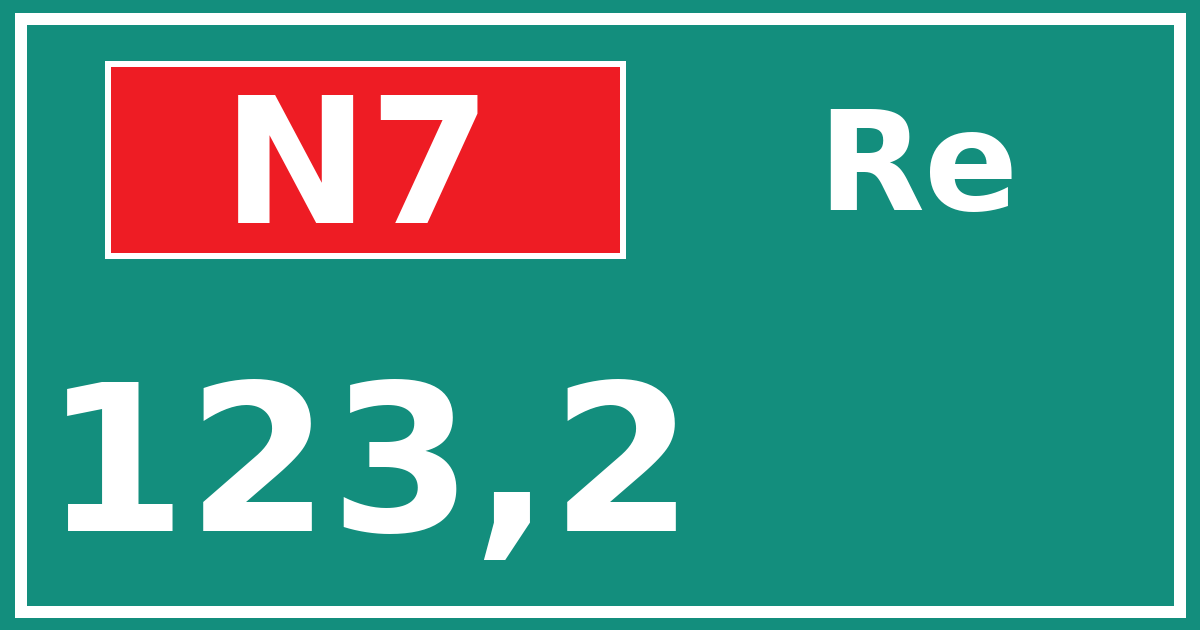 Hectometerbord N7 123,2 zijde Re