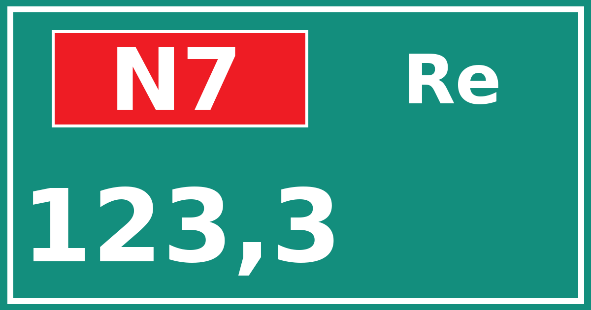 Hectometerbord N7 123,3 zijde Re