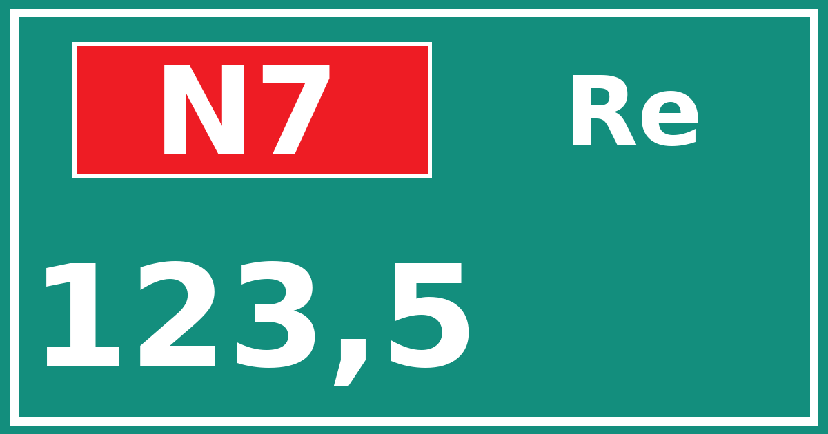Hectometerbord N7 123,5 zijde Re