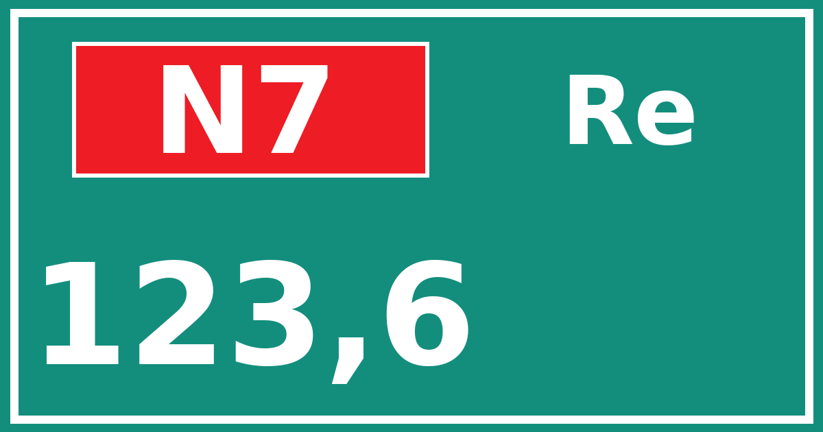 Hectometerbord N7 123,6 zijde Re